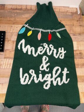 Dog  Knitted Sweater Winter Holiday Christmas Green XL